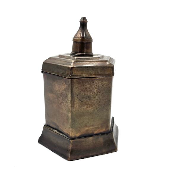 1980s Indian Brass Tea Caddy With Lid And Tinned Interior - Picture 2 of 7